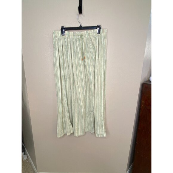 Hunt Club Women’s Tall Green Striped Pull-On Maxi Skirt M-Tall 100% Cotton - Picture 1 of 7